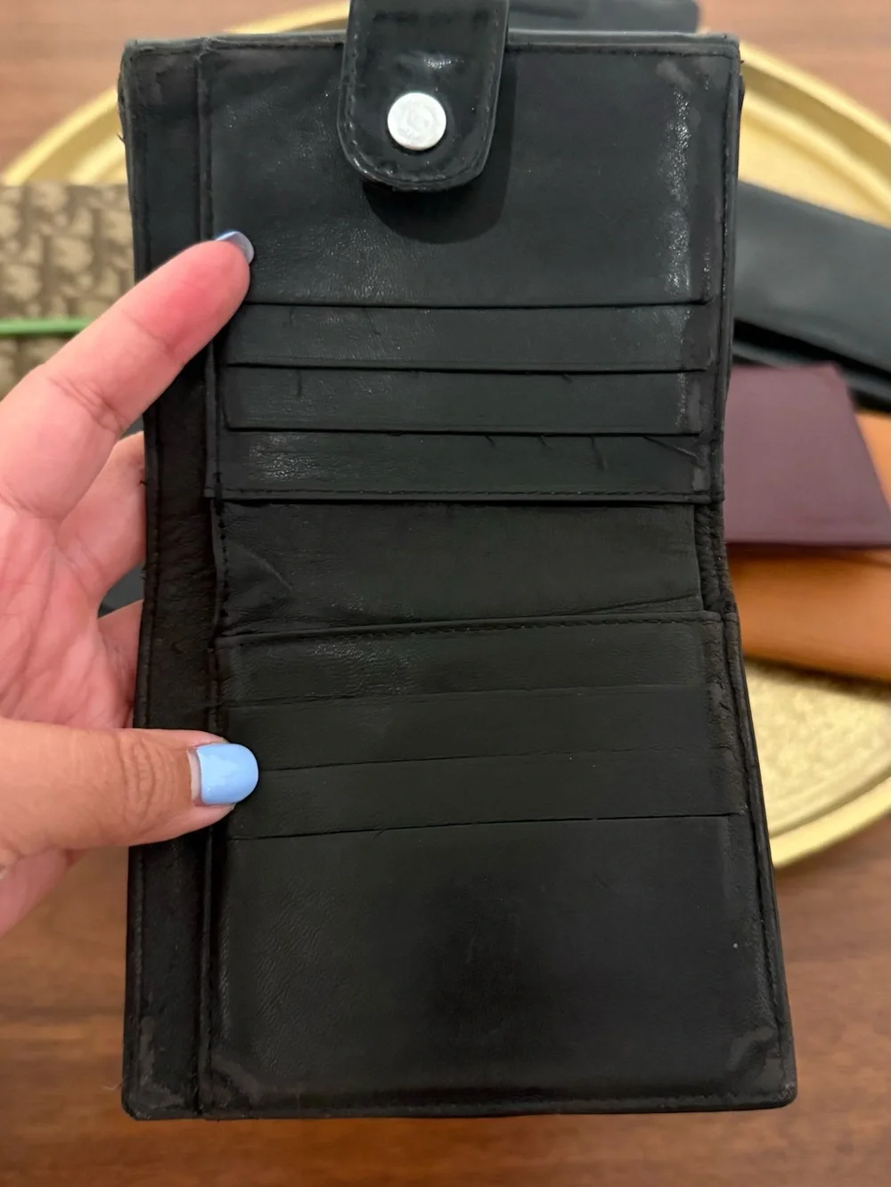 CHANEL Black Quilted CC Logo Leather Bifold Wallet